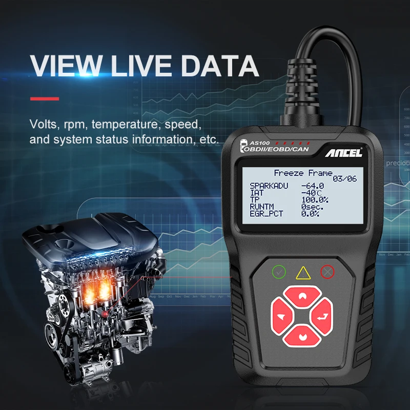 Автомобильный диагностический сканер Ancel AS100 Obd2 для считывания кодов PK ELM327 V1.5 |