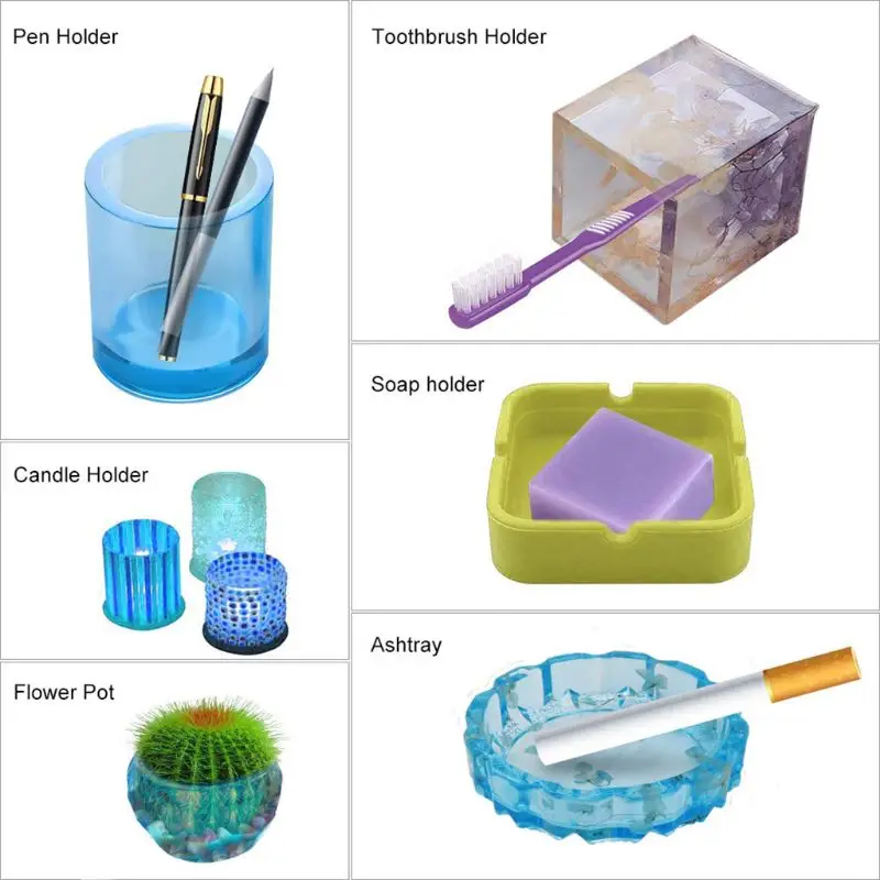 

Epoxy Resin Silicone Molds Large Art Resin Molds for Coaster/Ashtray/Flower Pot/Pen Candle Soap Jewelry Holder