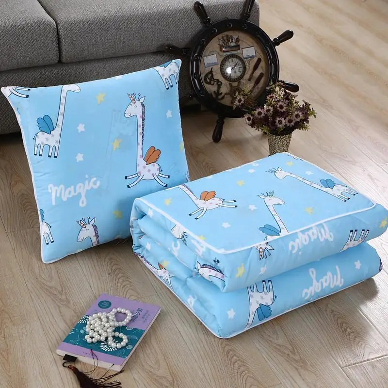 J Подушка одеяло 2 в 1 хлопок теплый мультфильм Единорог складное лоскутное с