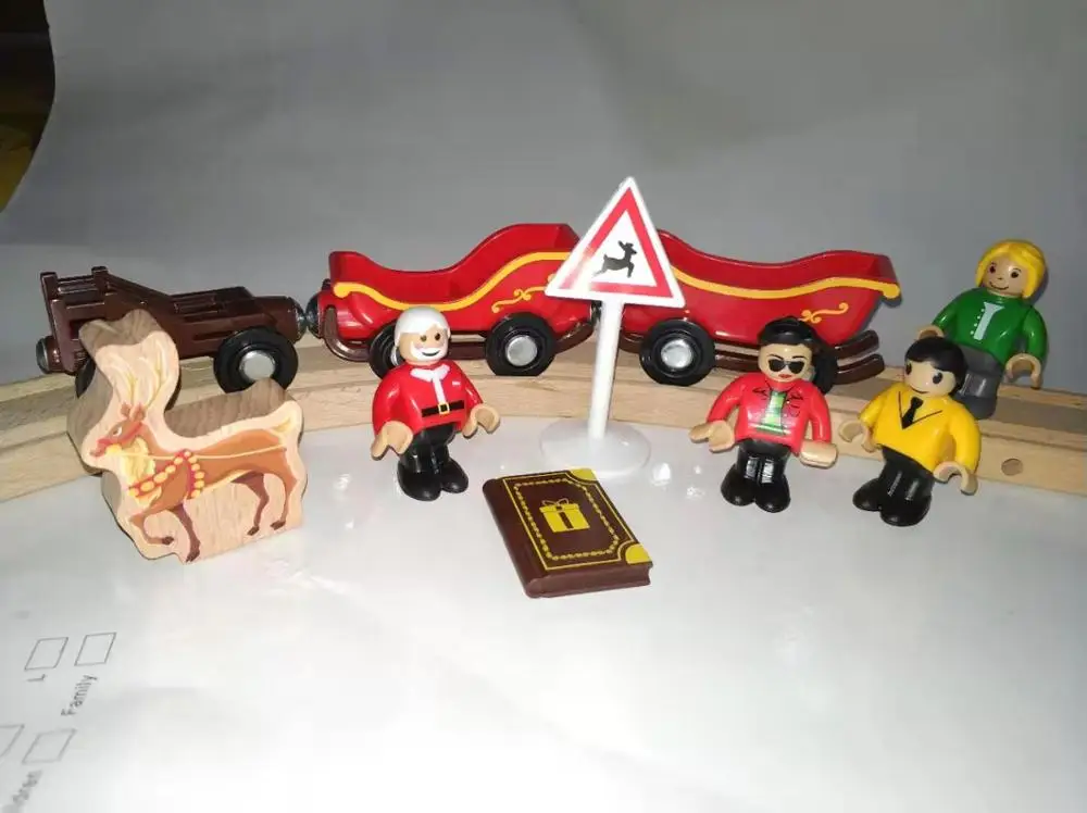 10 шт./компл. магнитная железная дорога Санта Клаус Олень Рождественские сани