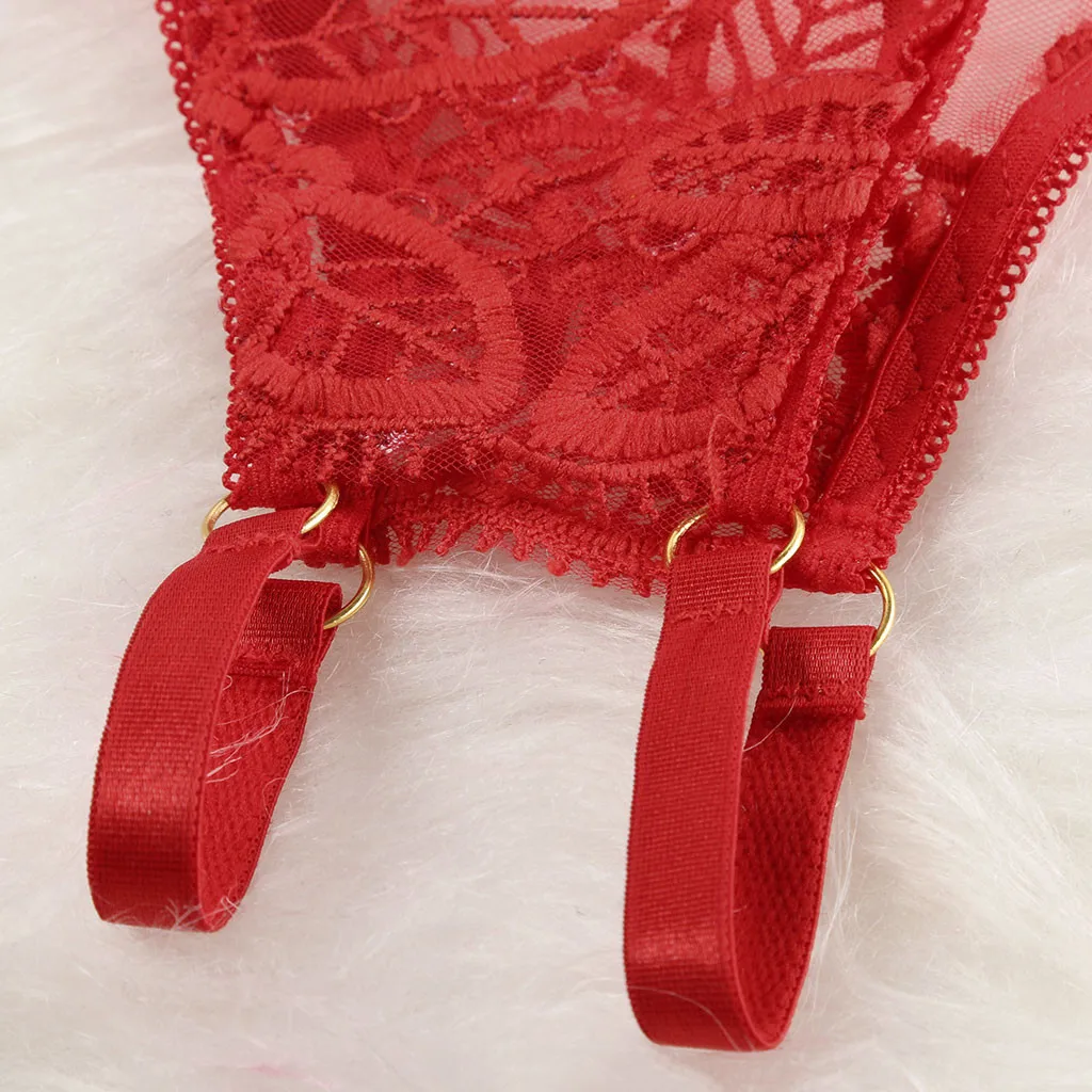 

Sexy Lingerie Women Exquisite Lace Mesh Underwear Porno Bra+Garter+Briefs Set Erotic Babydolls Cut-Out Sleepwear Mujer Langerie