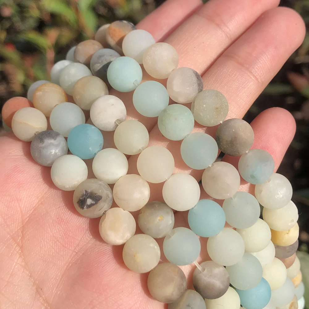 

Natural Dull Polish Matte Colorful Amazonite Stone Beads Round Loose Beads For Jewelry Making 15"inch 4 6 8 10 mm DIY Bracelets