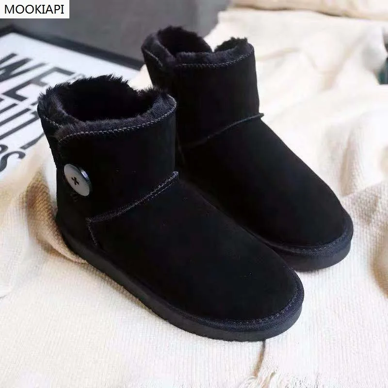 In 2019 Australia's latest buckled women's boots real cowhide artificial wool the highest quality shoes free delivery | Обувь