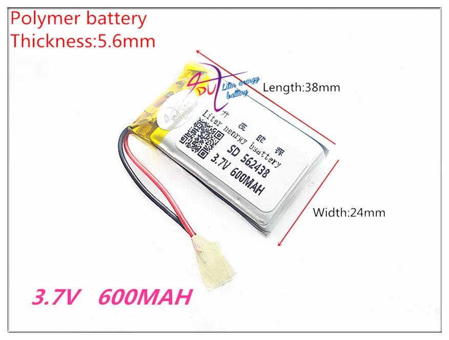 562438 3,7 V 600mAh литий-полимерная LiPo аккумуляторная батарея ионные элементы для Mp3 Mp4 - Цвет: 1PCS