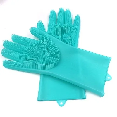 

1Pair Dishwashing Cleaning Gloves Magic Silicone Rubber Dish Washing Glove for Household Scrubber Kitchen Clean Tool Scrub