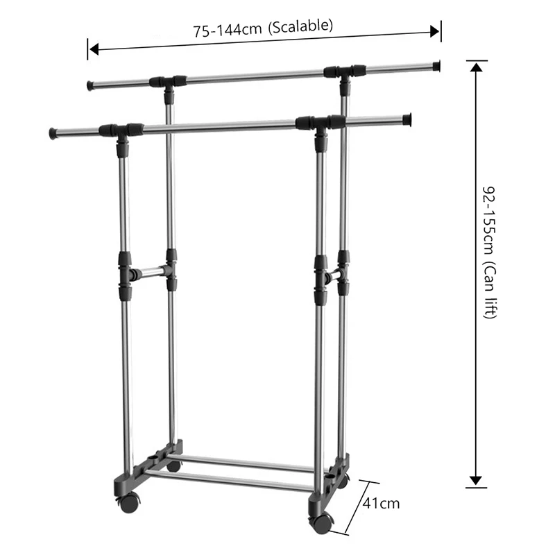 Телескопические сушильные стойки из нержавеющей стали для балкона двухполюсная