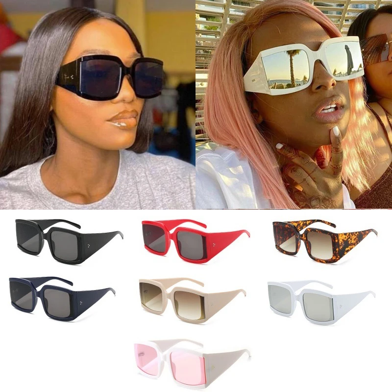 

Оптовая продажа, черные и белые квадратные женские солнцезащитные очки, роскошные Брендовые очки с заклепками, женские зеркальные солнцеза...