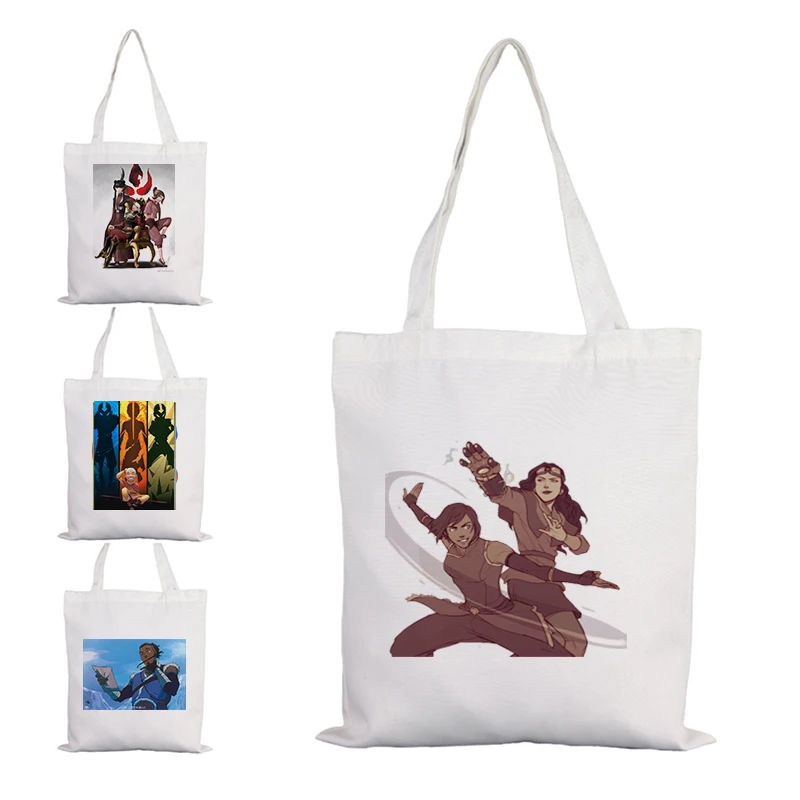 

The Last Airbender Bag 2021 Shopping Bags for Groceries Big Canvas Shopper Grocery Shoulder Cloth Women Designer Handbags White