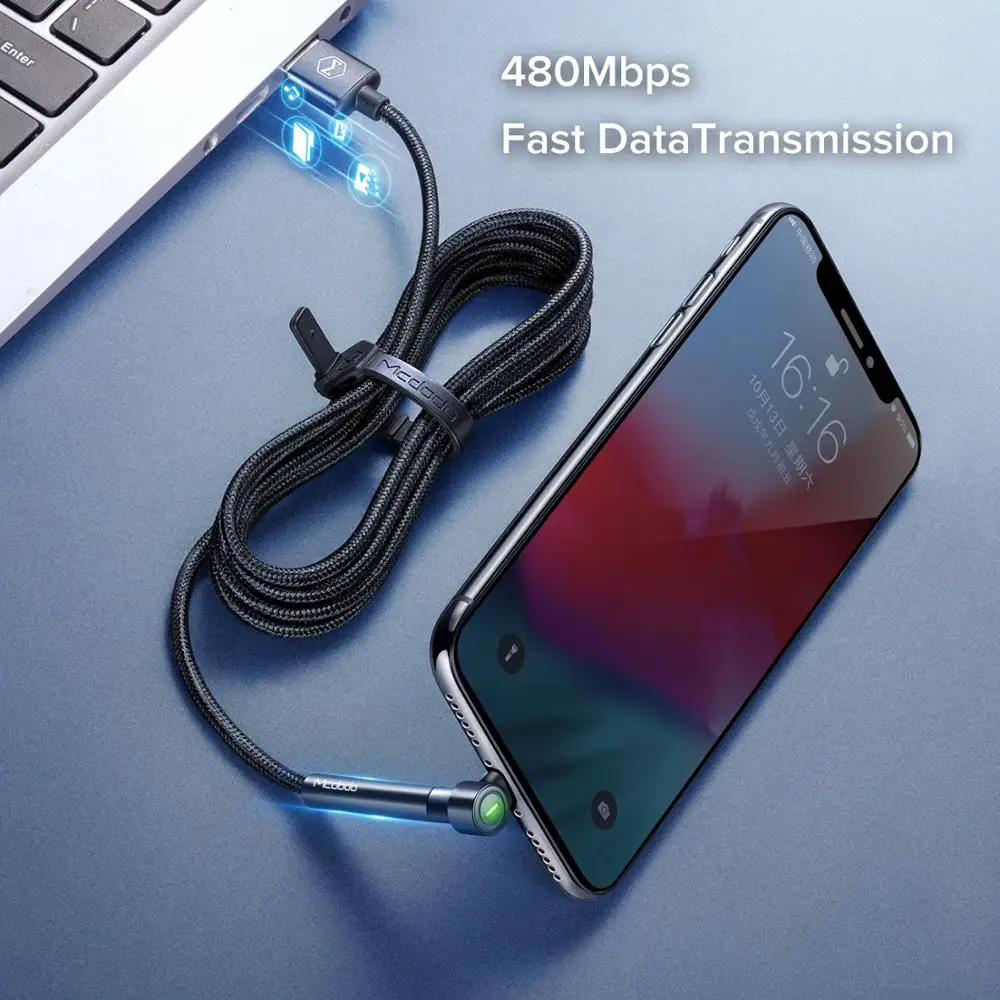 MCDODO 2 м 5A Тип C USB кабель Быстрая зарядка 4 0 LED Телефон держатель для Xiaomi Mi 11 10 Huawei