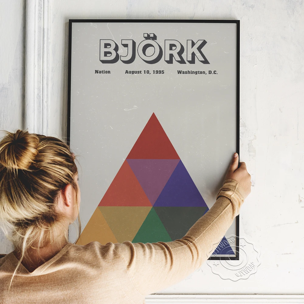 

Bjork Gig Art Poster, Icelandic Singer-Songwriter Bjork Guomundsdottir Advertising Printing Poster, Abstract Triangle Home Decor