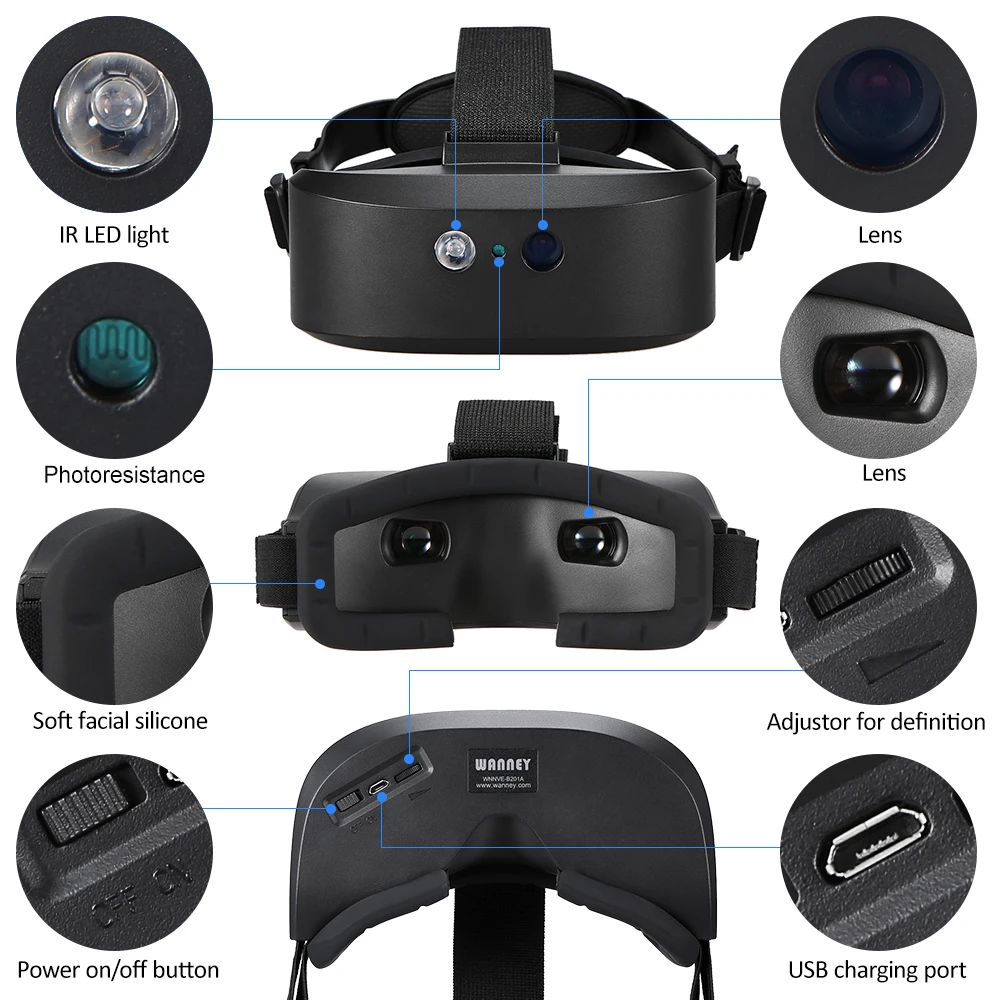 Бинокль ночного видения с креплением на голову 60 м в темноте|Ночное видение| |