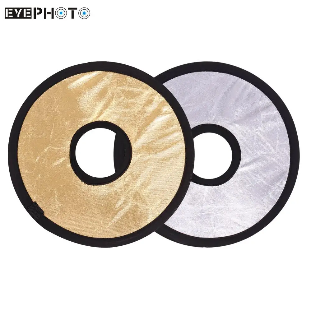 Andoer 30cm 2in1 Round Hollow Collapasible Multi-Disc Portable Circular Light Lens-Mount Reflector Silver Golden | Электроника