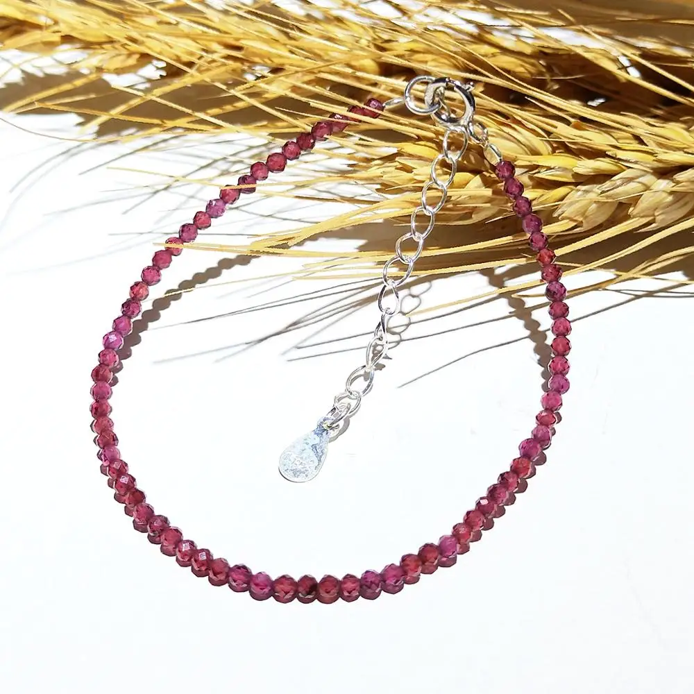 Lii Ji натуральный гранатовый браслет 925 пробы Серебряный регулируемый драгоценный