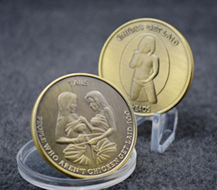 Бронзовые монеты сексуальные цыплята вставные головы хвосты покрытые сувениром