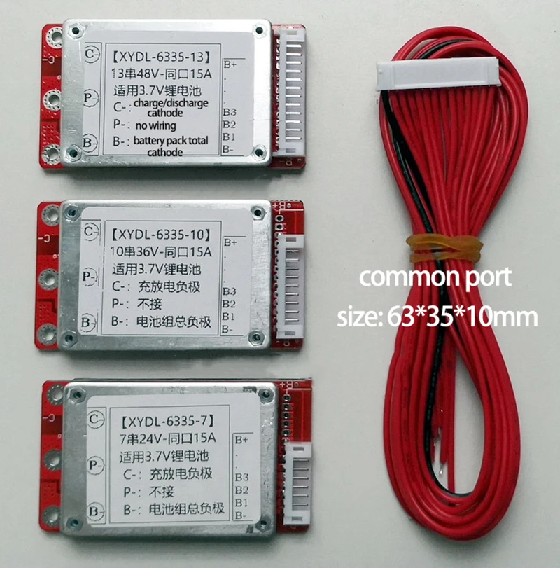 7S 24V 10S 36V 13 V 48V 14S 52V литий-ионная Lipo ионная плата для защиты аккумулятора, зарядный общий порт 15A ebike BMS PCM Packs motor