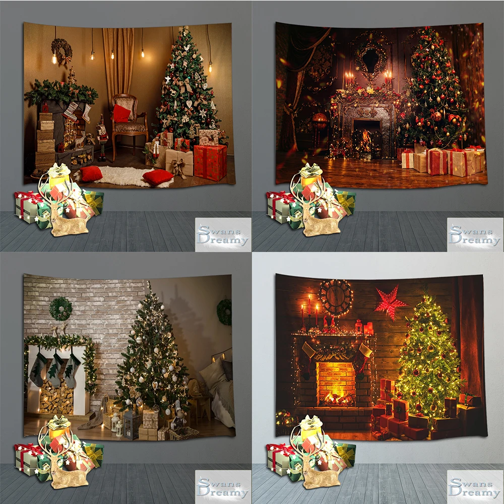 

2022 New Year Christmas Tree Large Tapestry Wall Hanging House Bedroom Living Room Decoration Background Color Can Be Customized