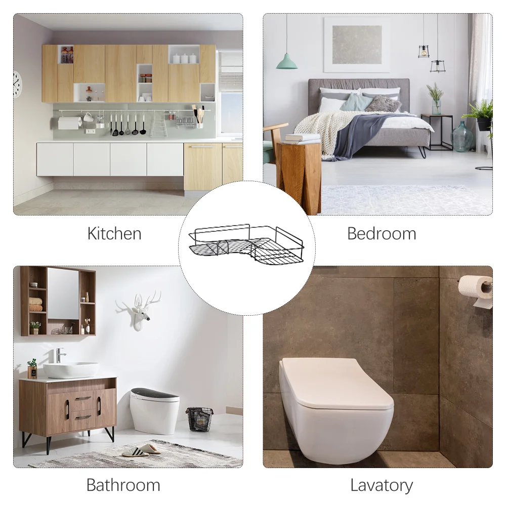 Железная полка для ванной органайзер пристегивающаяся угловая душа настенный