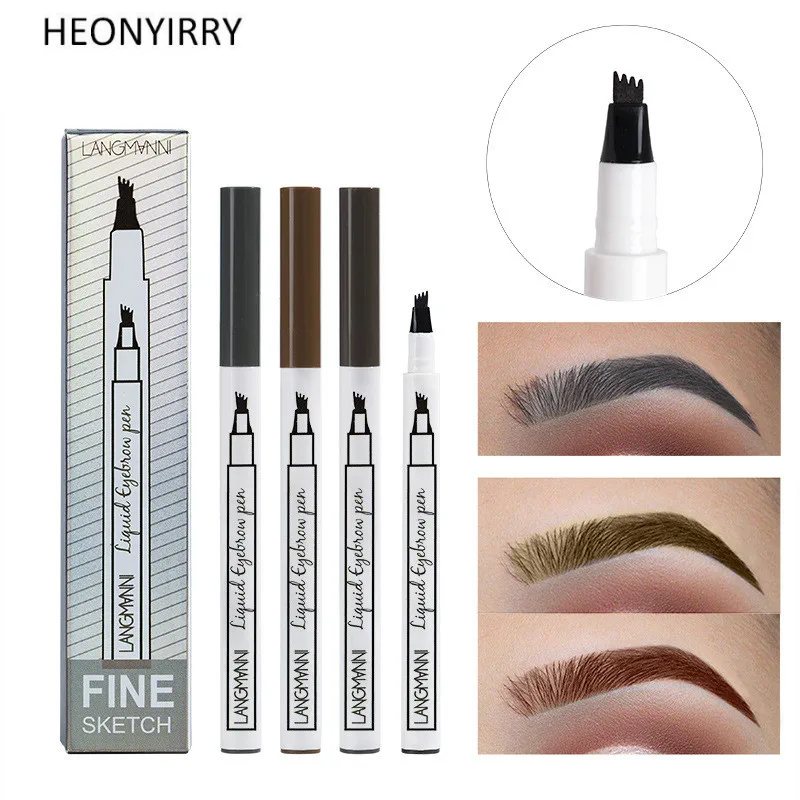 2018 модный карандаш для татуажа бровей с 4 головками микроблейдинг ручка оттенок