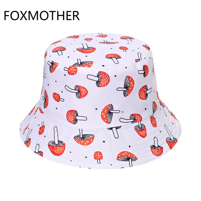 Панама FOXMOTHER женская с белыми грибами, модная Милая Панама от солнца, шапки для рыбаков, весна-лето