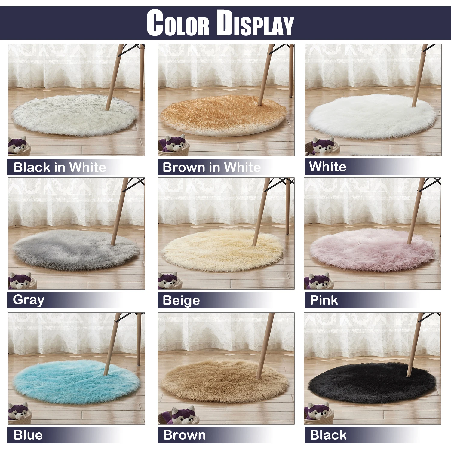 Меховая область Овцы лохматый коврик круглый ковер из искусственной овчины