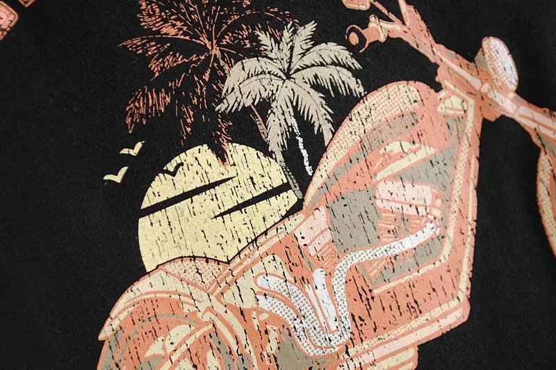 

2021 Summer Everkaki Vintage Tshirt Women Motocycle Pattern Retro T Shirt Tees&Tops Short Sleeve Boho Print 2 Tee Ladies Tees