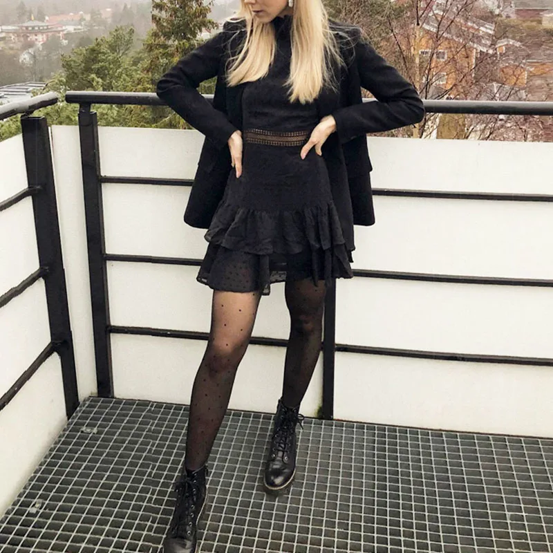 Женское открытое мини-платье белое плиссированное платье с длинным рукавом