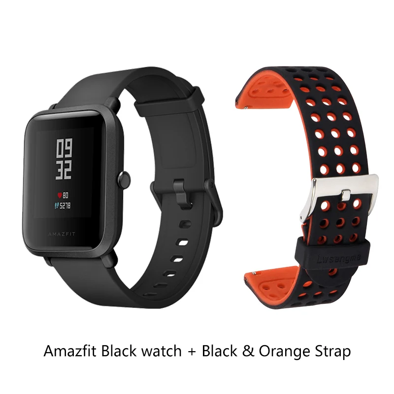 Add Black Orange Глобальная версия Huami Amazfit Bip gps Смарт Часы сердечного ритма умные часы 45 дней батарея Bluetooth 4,0 IP68 часы - Цвет: Add Black Orange