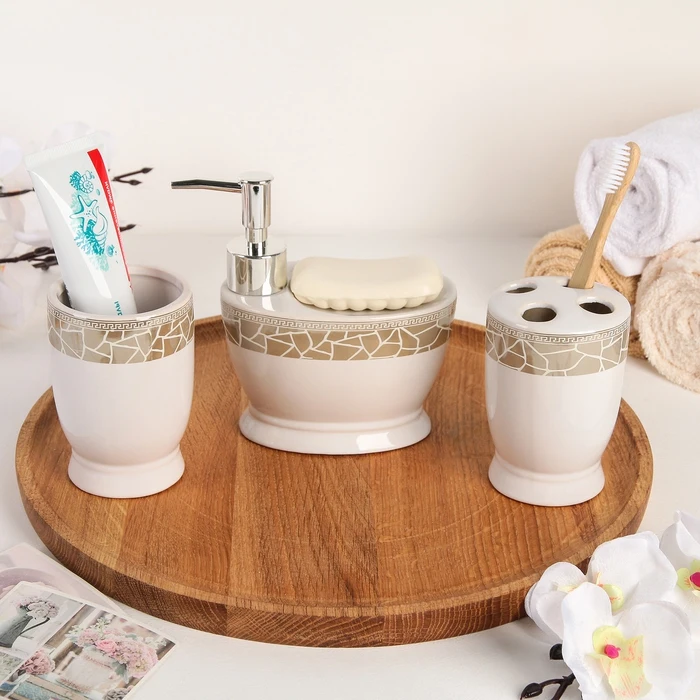 Набор аксессуаров для ванной комнаты 3 предмета &quotМрамор&quot|Наборы ванной| |