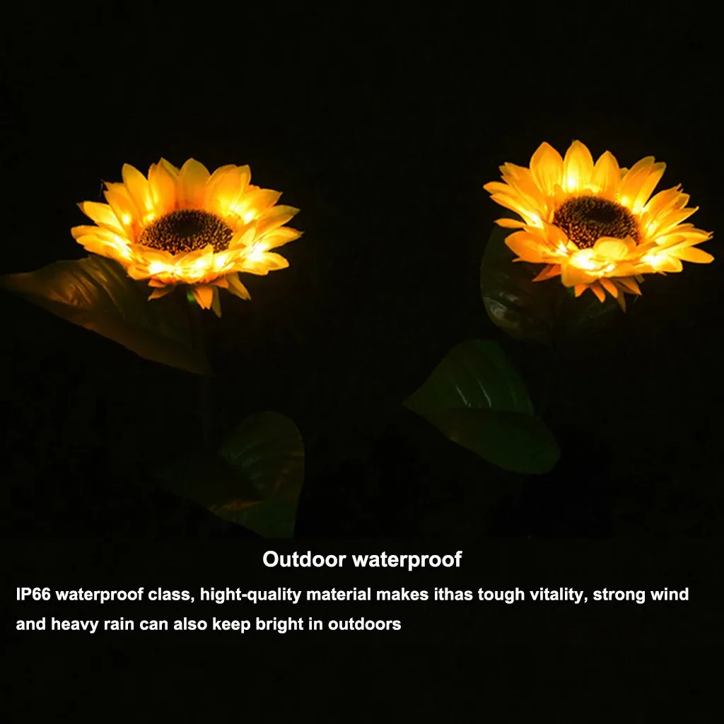 

2pc Led Sunflower Solar Light Garden Simulation Flower Landscape Light Energy-saving Solar Lawn Light Home Decoration Stakes#W