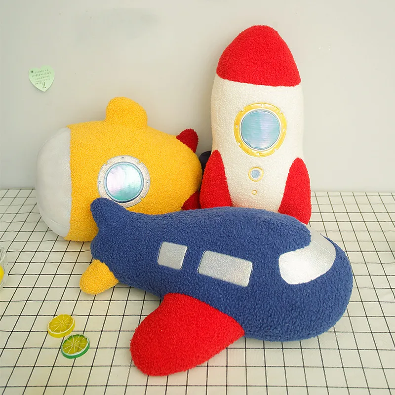 

45-55cm Cute Cartoon Space Submarine Airplane Rocket Plush Toys Stuffed Soft Animals Pillow Dolls For Kids Girls Birthday Gifts