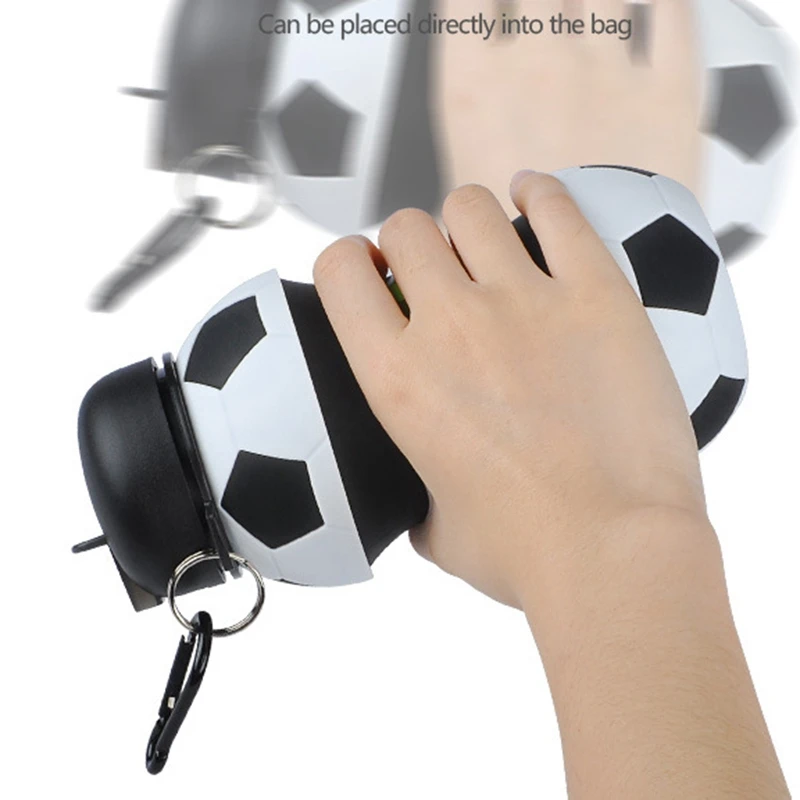 

Football Sports Water Bottle Foldable Travel Bottles with Silicone for Camping Hiking Sports