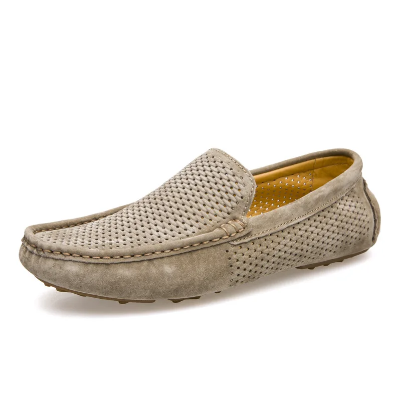 

Massage Men Leather Casual Shoes Slip on Loafers Men Driving Shoes Hollow Breathable Men Flats Comfy Male Soulier Homme 2.5