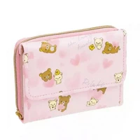 cute kawaii rilakkuma wallet women girls pink purse cartoon anime bear small wallets short ladies card holder money clips bag
