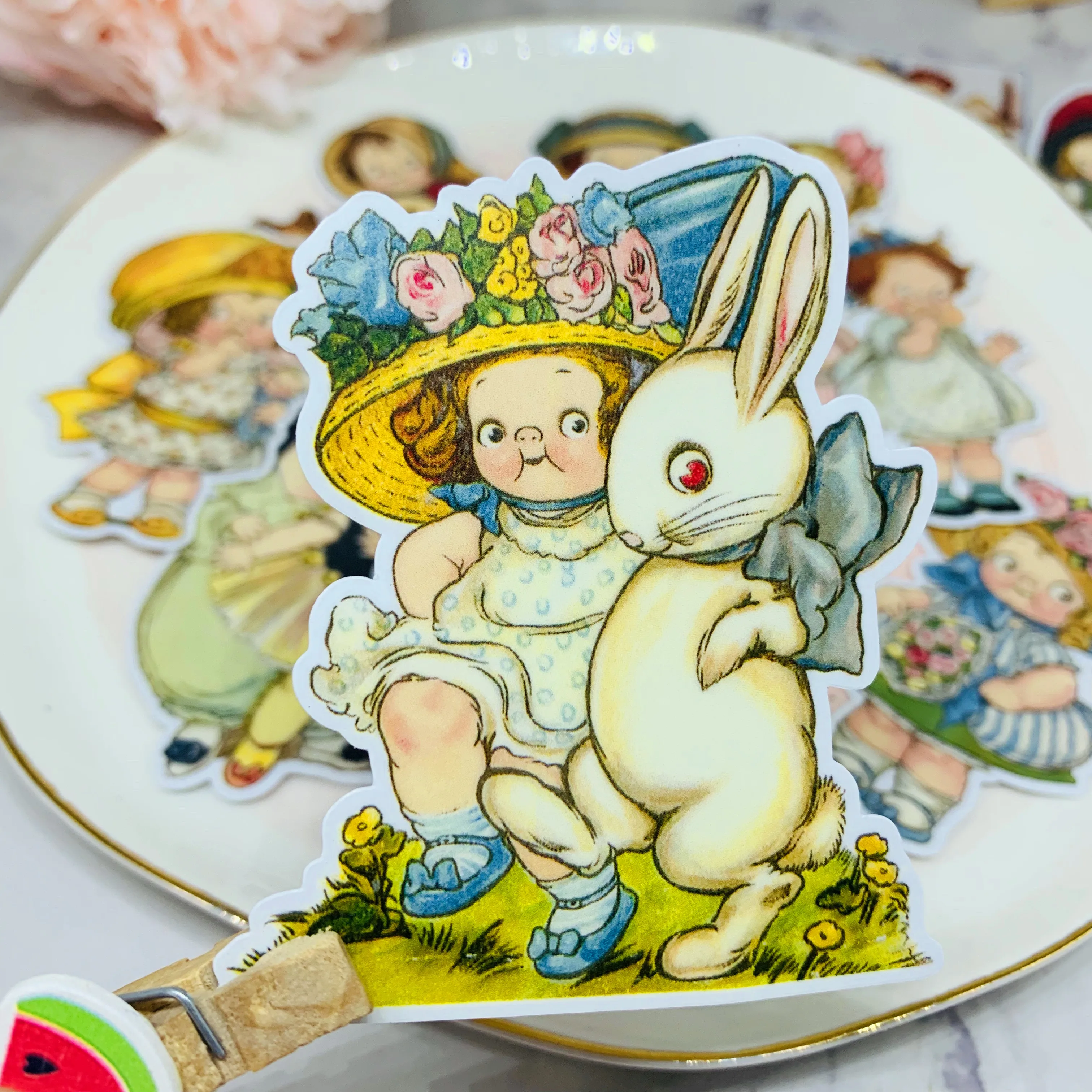 13 шт. Винтаж Европейский плюшевая кукла девочка Стикеры DIY ремесло Скрапбукинг