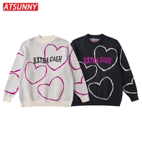 atsunny love heart fashion couple sweater men casual harajuku oversize knitted sweaters pullover autumn and winter clothes