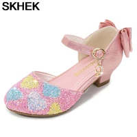 skhek bow crystal children shoes glitter princess sandals for girls stylish shinning high heels kids