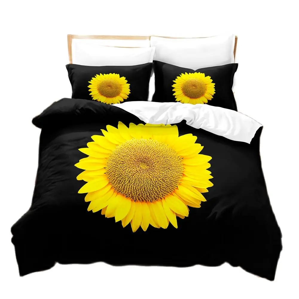 

3D printed Photo Sunflower Bedding Set Down Quilt Cover with Pillowcase Double Complete Queen King Bedding