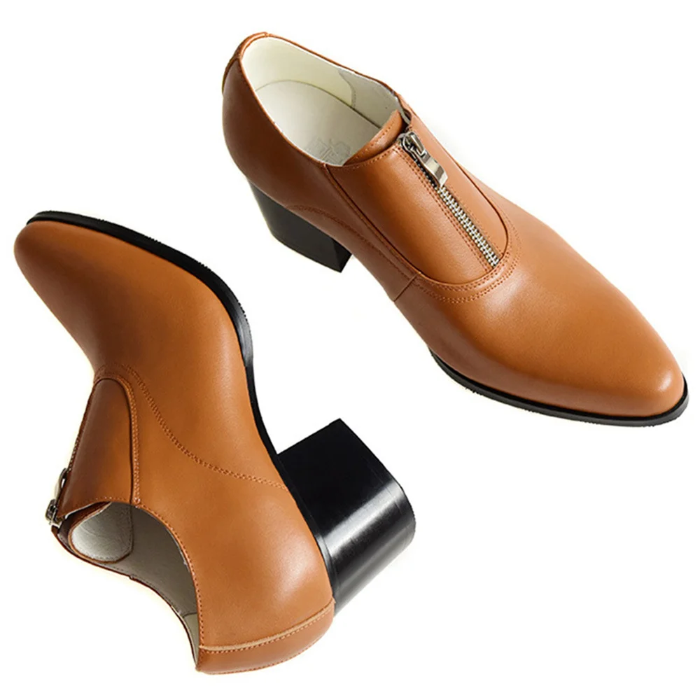 Туфли мужские демисезонные из натуральной кожи на высоком каблуке 6 см