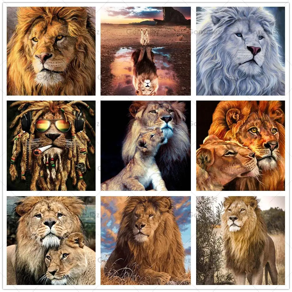 

Art Lion Painting Embroidery Crafts Diy Animals Full Drill Rhinestone Diamond Mosaic Cross Stitch Home Decoration Handmade Gifts