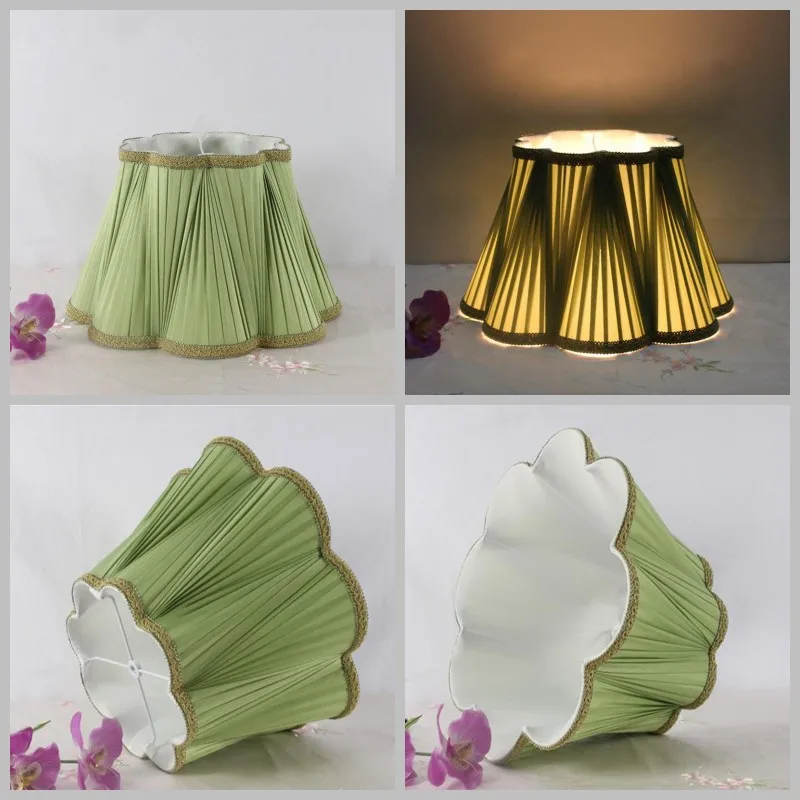 Настольная и напольная лампа E27 в стиле АР-деко зеленый абажур шелковая ткань