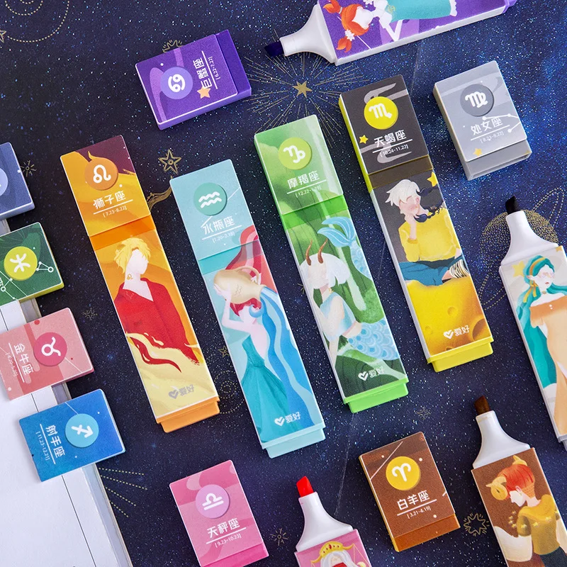 

36 pcs/lot 12 Colors Constellation Highlighter Cute Watercolor Marker pen Kawaii Stationery office school writing supplies