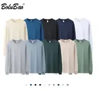 Мужская футболка с длинным рукавом BOLUBAO, однотонная Мягкая футболка из 100% хлопка, приталенная Повседневная футболка