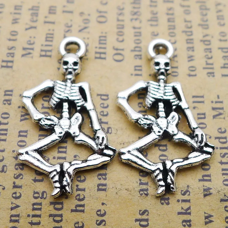 

20pcs/Lot 15x26mm Alien Skeleton Charms Antique Silver Color Pendants for DIY Jewelry Making Charm