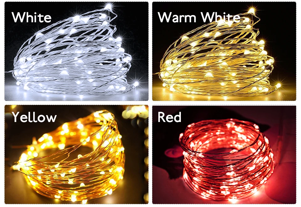 10 м, 5 м, 3 м, 2 м, Рождественский светильник, s гирлянда, светодиодный светильник, медный провод, сказочный светильник s для праздника, свадьбы, вечеринки, 3xAA, питание от батареи