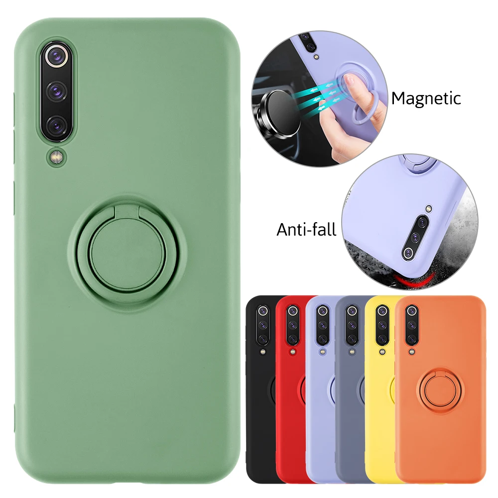 Жидкий силиконовый чехол для Xiaomi Mi 9 SE Mi9 Pro подставка телефона кольцевой