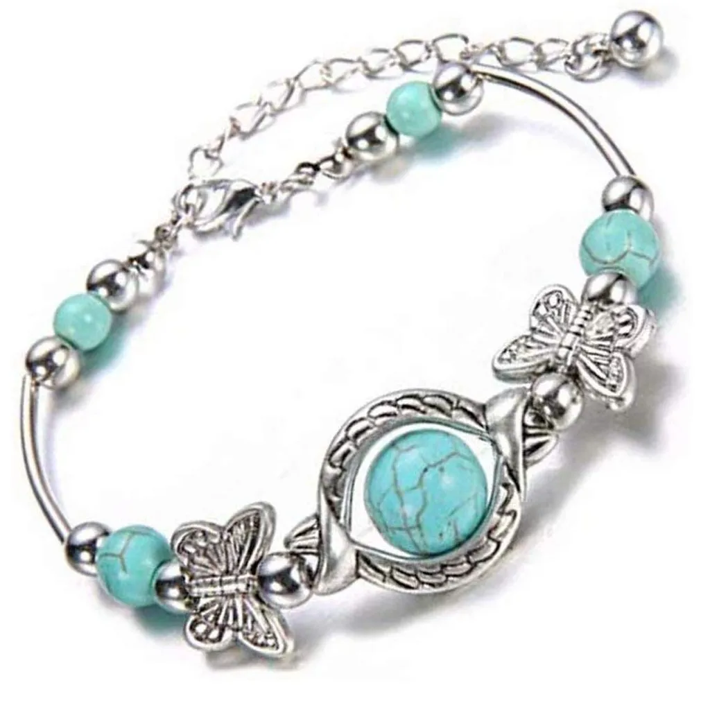 Натуральный бирюзовый браслет Классический роскошный женский летний уникальный