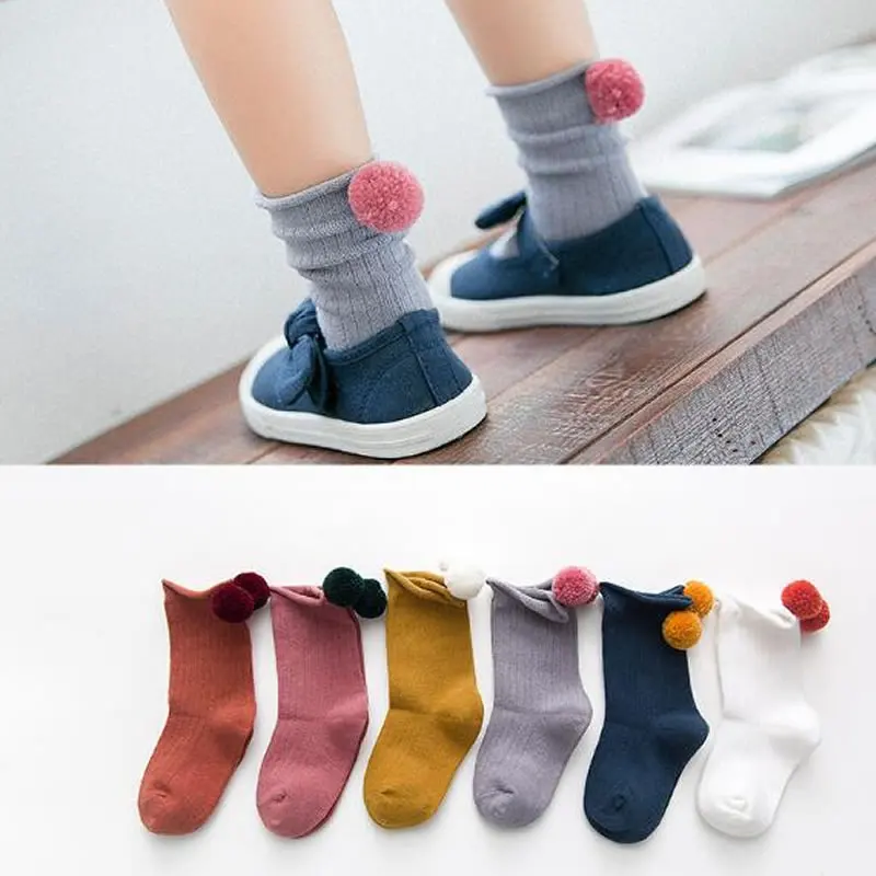 Осень зима весна хлопковые детские Бальные чулки с круглым носком на каблуке