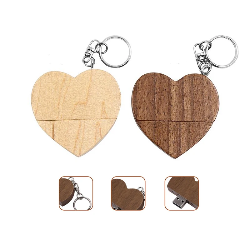 USB флешка 128 ГБ деревянный usb накопитель в форме сердца 4 8 16 32 64 ГБ|USB