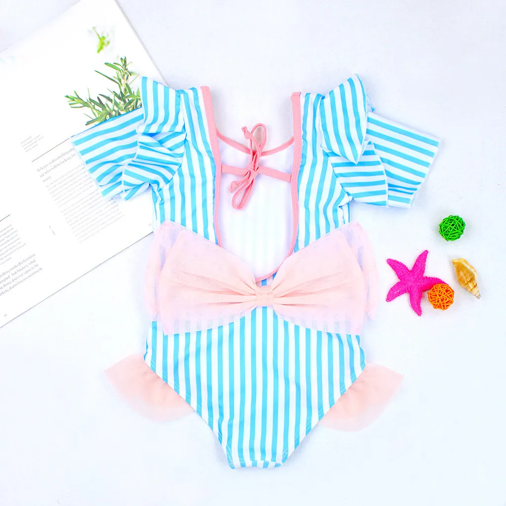 Детский слитный купальник для девочек Летний полосатый детский детская пляжная