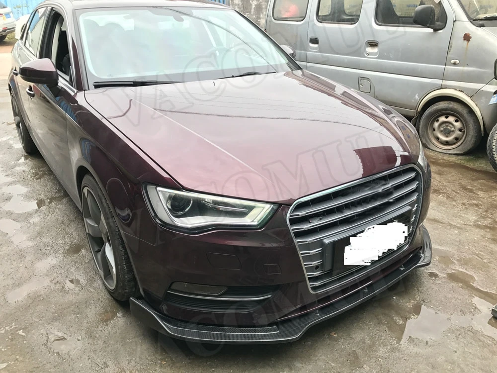 Углеродного волокна передний бампер спойлер для Audi A3 Sline S3 Седан 4 двери стайлинга автомобилей